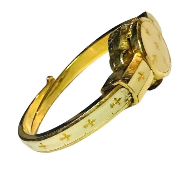 GRUEN Gosen Swiss Vintage Gold Plated Enamel Fleur De Lis Mechanical Manual Wind - Picture 8 of 13